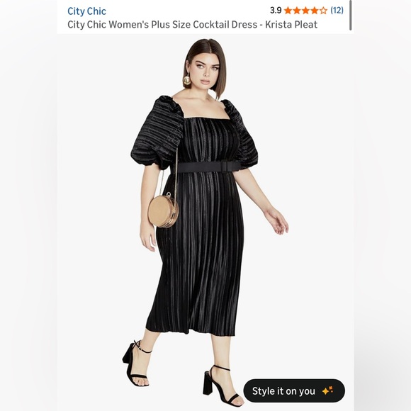NWT City Chic Women's Plus Size Black Pleat Cocktail Dress Krista Pleat Size 14 - Picture 11 of 11